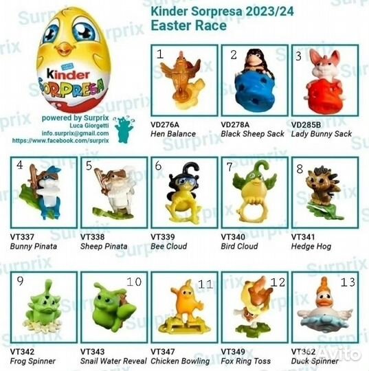 Киндер сюрприз Пасха 2024 (серия и единички)