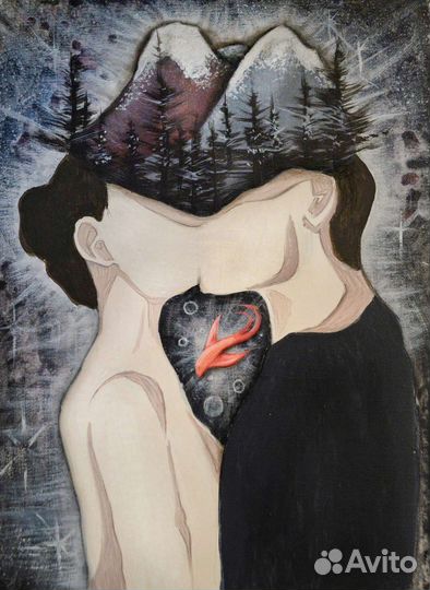 Картина на холсте интерьерная Поцелуй