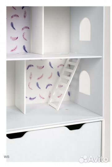 Кукольный деревянный домик стеллаж с ящиком