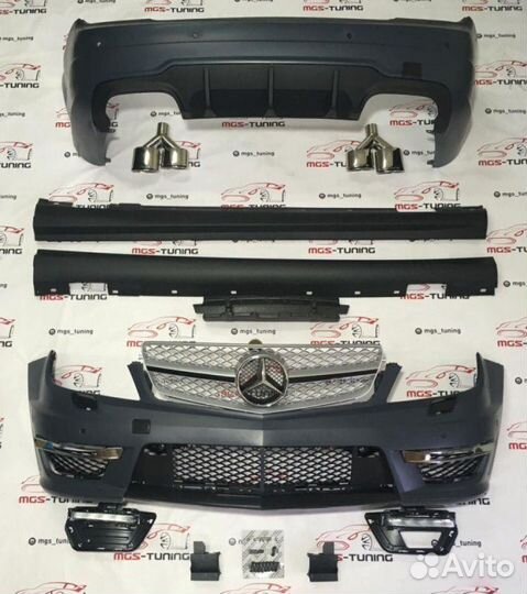 Обвес С63 AMG W204 Стандартная решетка и насадки
