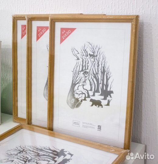 Рамки для фото, А4, дерево, стекло