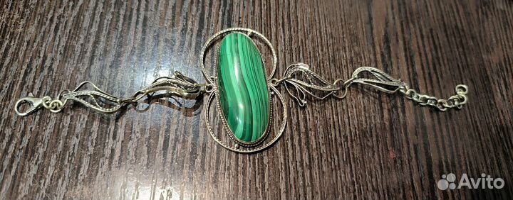 Браслет из натурального малахита