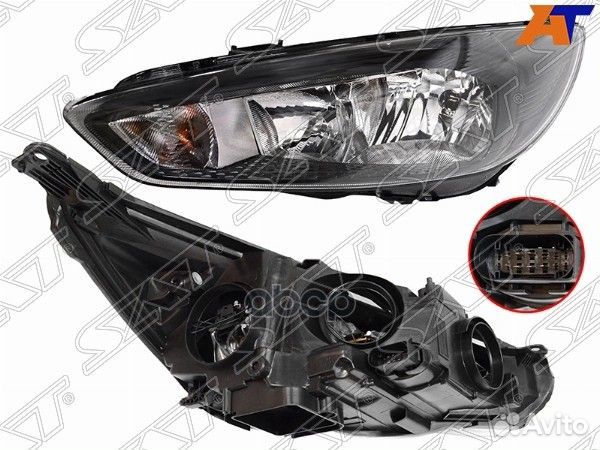 Фара ford focus III 15-19 LH черная, с электрок