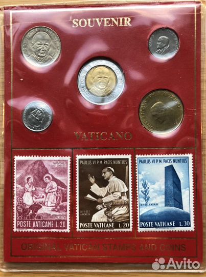 Сувенирный набор монеты и марки Ватикана
