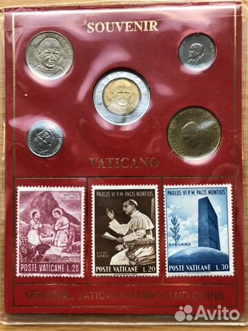 Сувенирный набор монеты и марки Ватикана