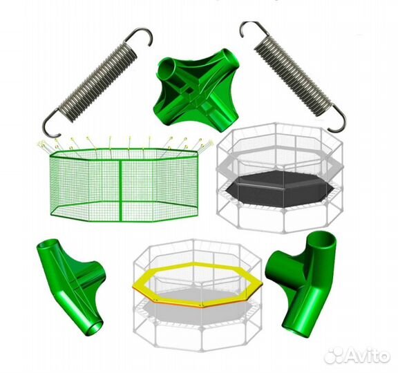 Батут детский, уличный с сеткой, манеж