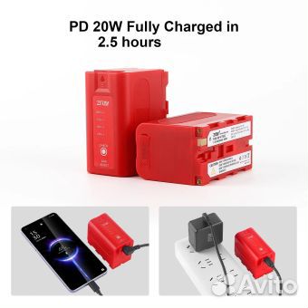 Аккумулятор zitay типа Sony NP-F750 6400мАч USB-C