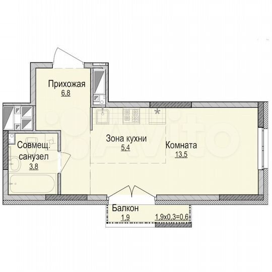 Квартира-студия, 29,5 м², 14/18 эт.