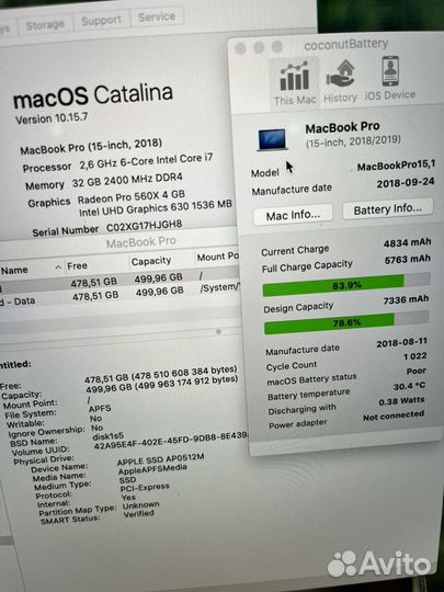 Apple MacBook Pro 15 2018 32 Гб оперативной памяти