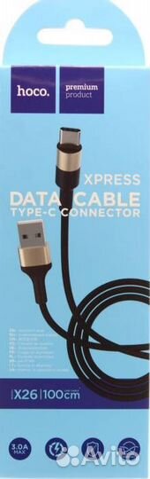 USB Кабель Type-C hoco X26, 2A, 1м. Черный