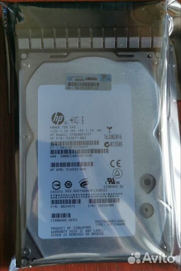 Новый жесткий диск для Eva hpe 600gb 15k sas 3.5