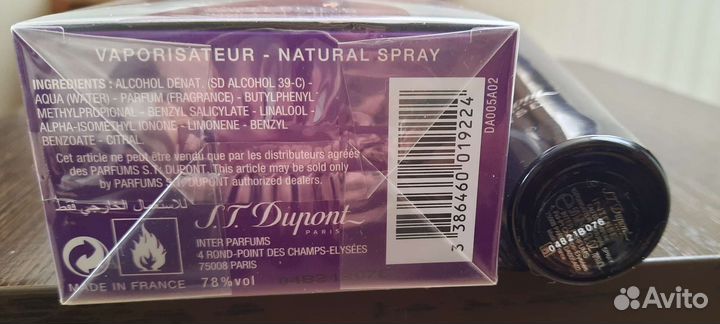 Парфюмированная вода Dupont intense (оригинал)