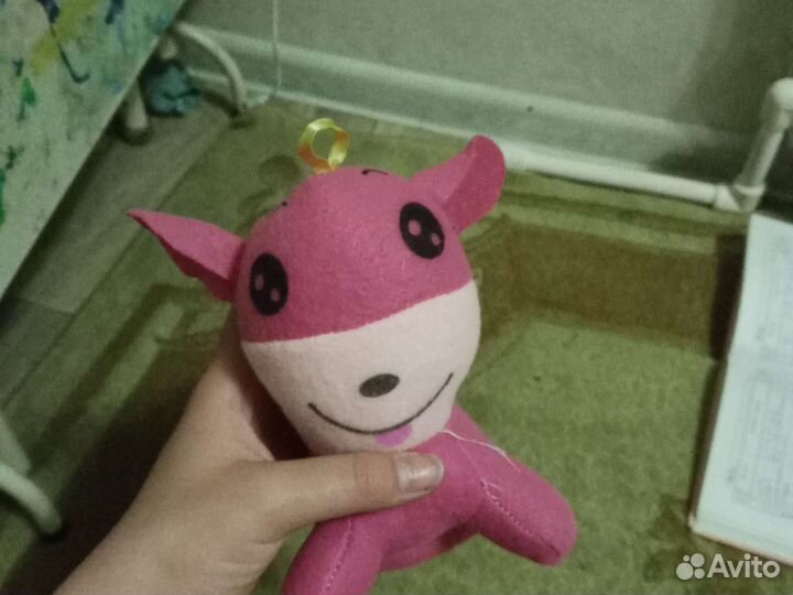 Игрушка с автомата. Собака, розовая