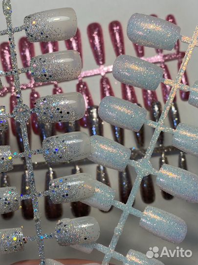 Накладные ногти новые 24шт+ клеевые налкейки