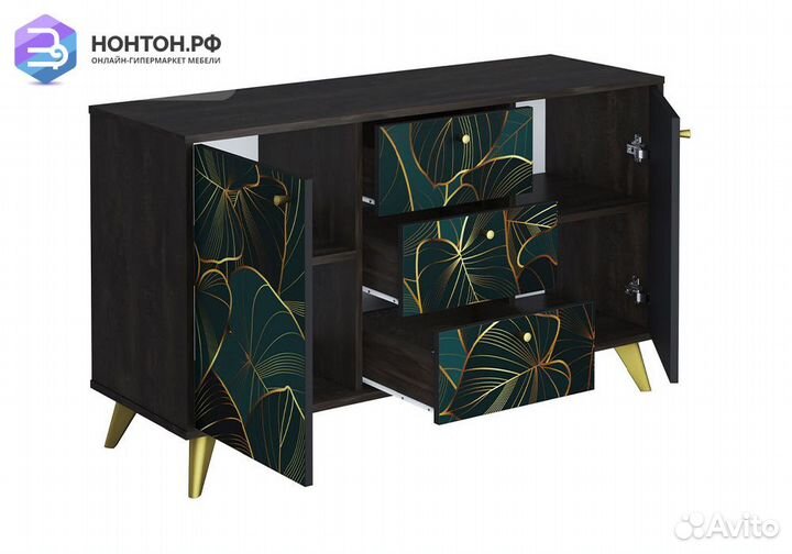 Комод Фьюжн с дверцами tropical / камень угольный