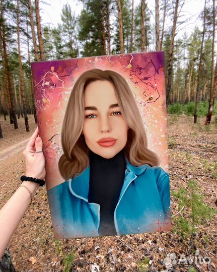 Портрет по фото на холсте подарок на заказ