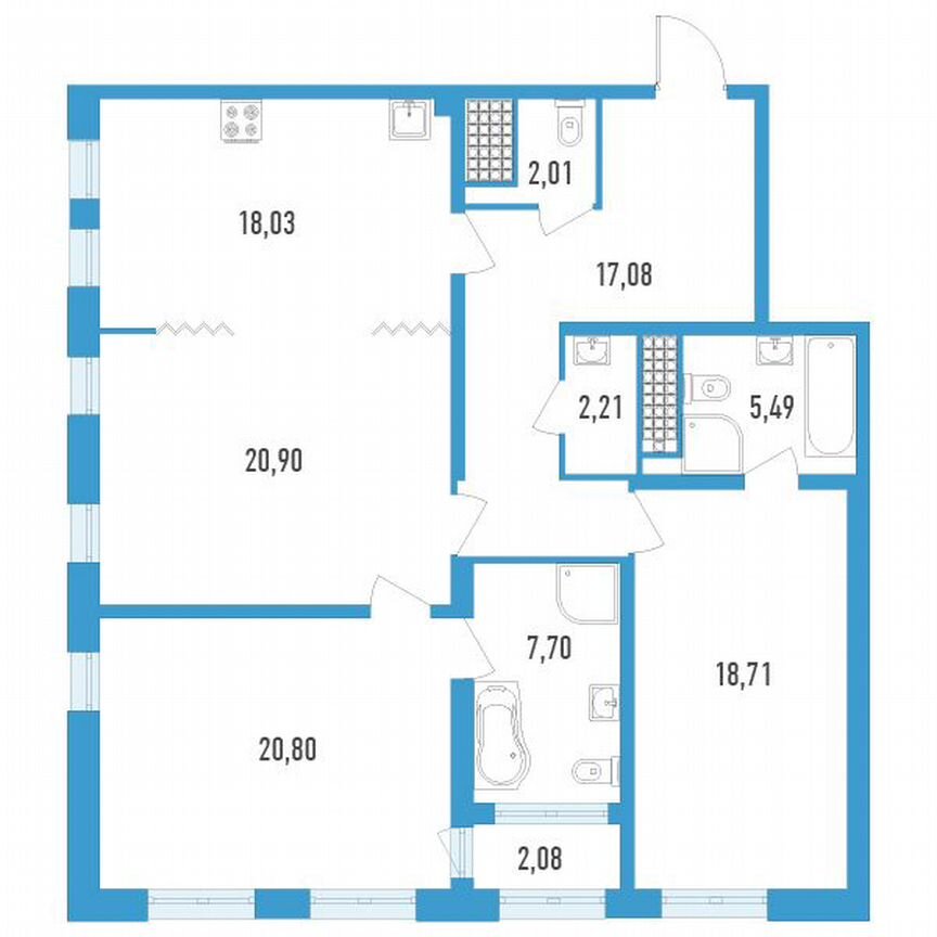 3-к. квартира, 113 м², 17/23 эт.