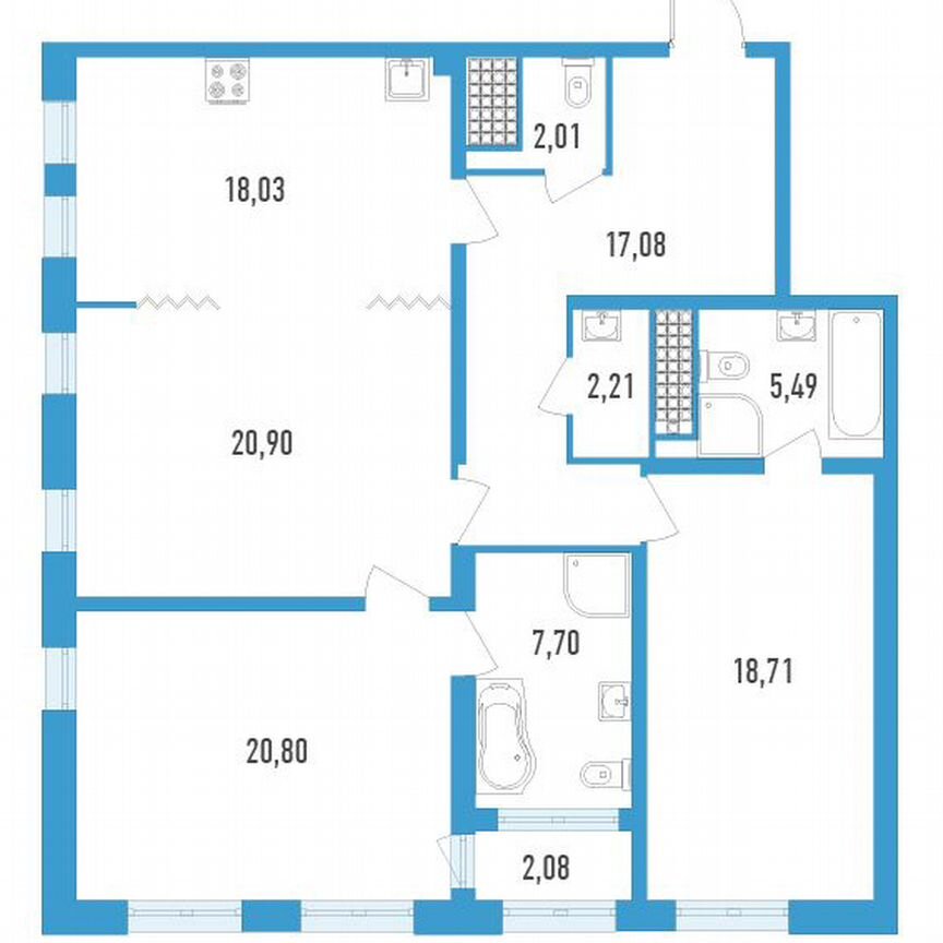 3-к. квартира, 113 м², 17/23 эт.