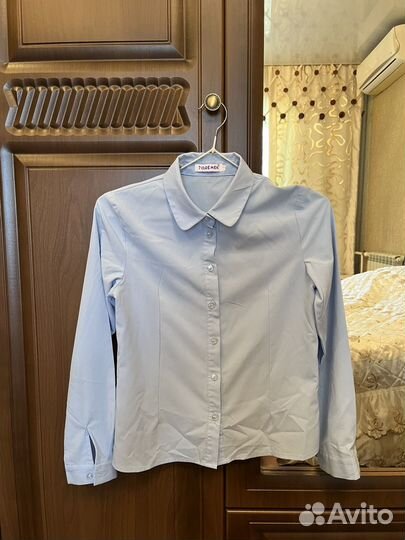 Рубашка школьная голубая для девочек 140