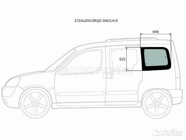 Стекло кузова боковое не опускное Citroen Berlingo I (1996—2002)