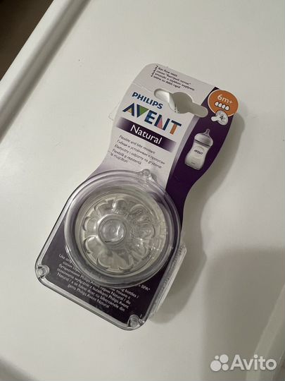 Соски для бутылочек avent natural 3 и 4