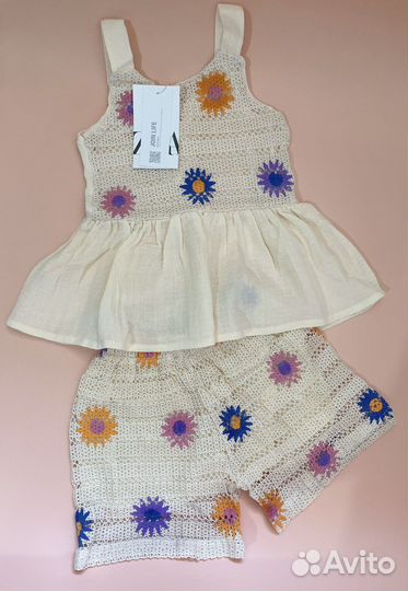 Летний костюм для девочки Zara(вязка)