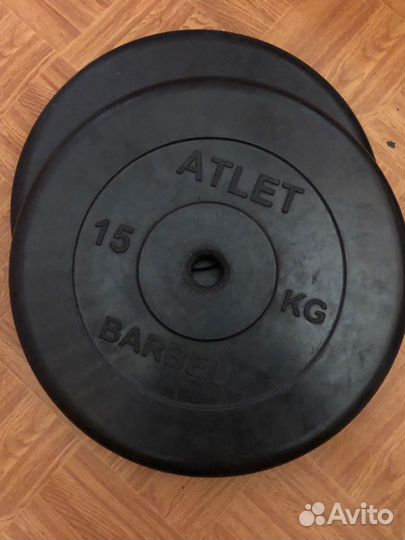 Спортивные блины по 15 кг Barbell Atlet