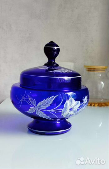 Ваза конфетница цветное стекло