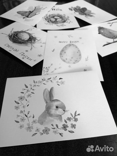 Открытки, акварель, ручная работа