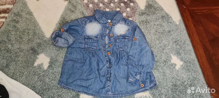 Джинсовая рубашка 86 для девочки