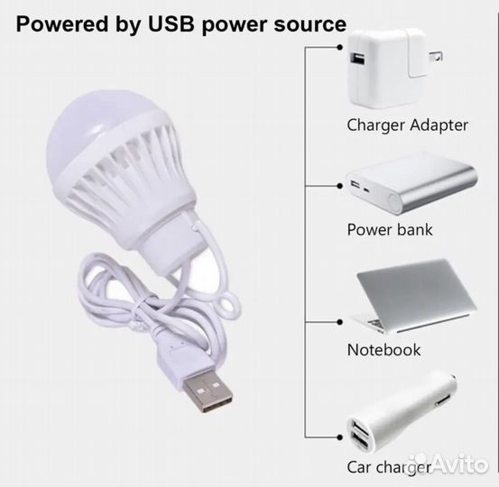 Светодиодный USB кемпинговый фонарь лампа 5вт 12вт