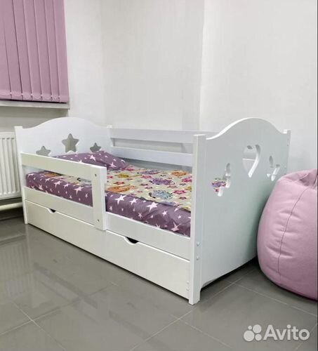 Кроватка детская высокий борт сингл берёза