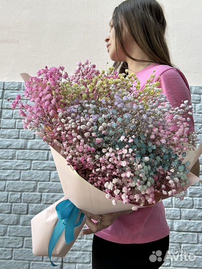 Букет из радужной гипсофилы 7 веток