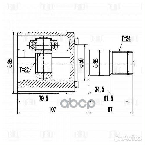 Шрус toyota camry 11- 2.0I/2.5I внутр. лев. GO1