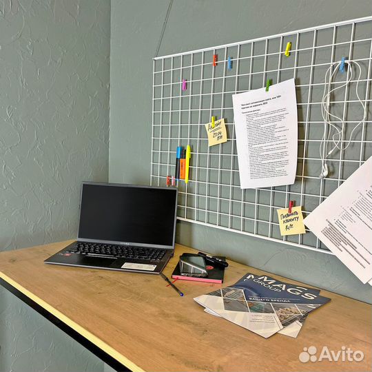 Мудборд настенный 150х60 см белый с 6 креплениями