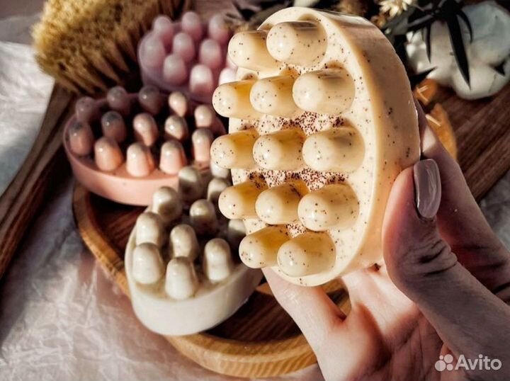 Мыло с люфой, антицеллюлитное, массажное, мочалка