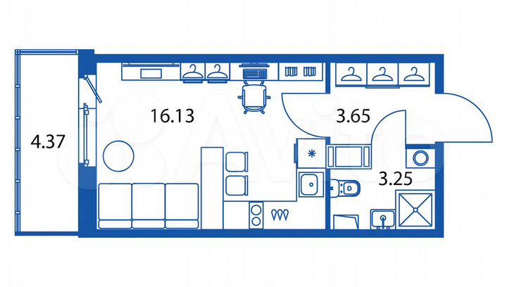Квартира-студия, 24,3 м², 3/12 эт.