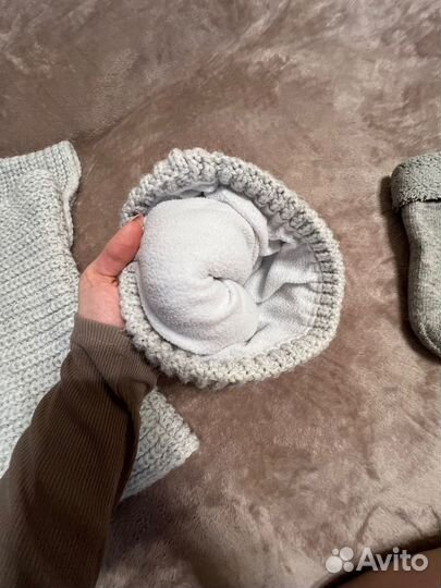 Шапка и снуд светло-серые