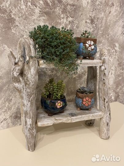 Мини этажерка с суккулентами