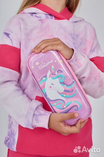 Пенал 3d объемный для девочек с единорогом