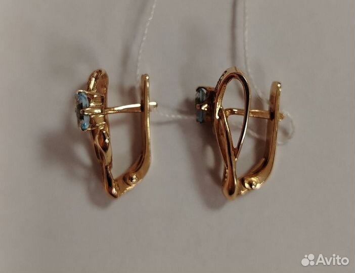 Серьги с синтетическим камнем Золото