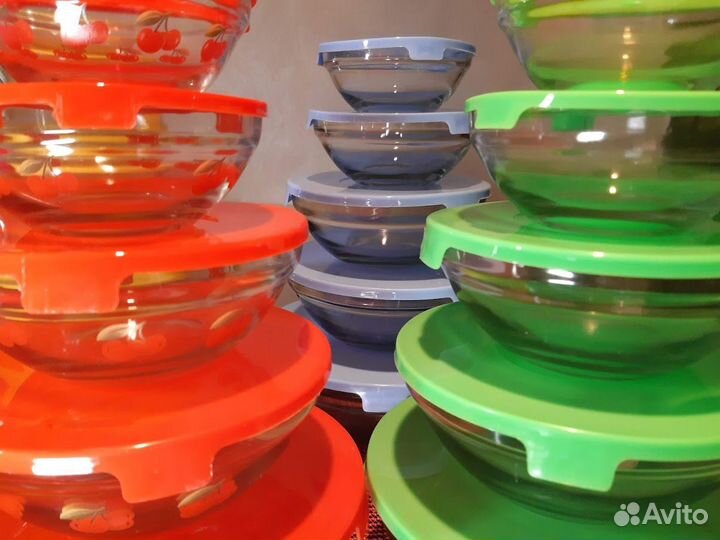 Набор салатников с крышк.(130,200,350,500,900мл)