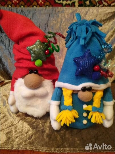 Новогодние гномы дед мороз и снегурочка