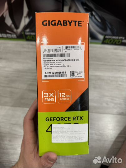 Видеокарта gigabyte nvidia RTX 4070 windforce OC