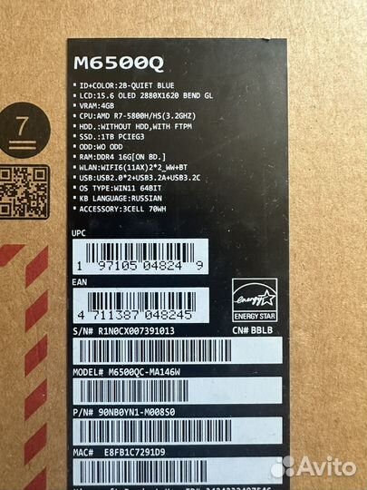 Asus Vivobook Pro R7-5800H\16GB\1TB\RTX3050\Win11