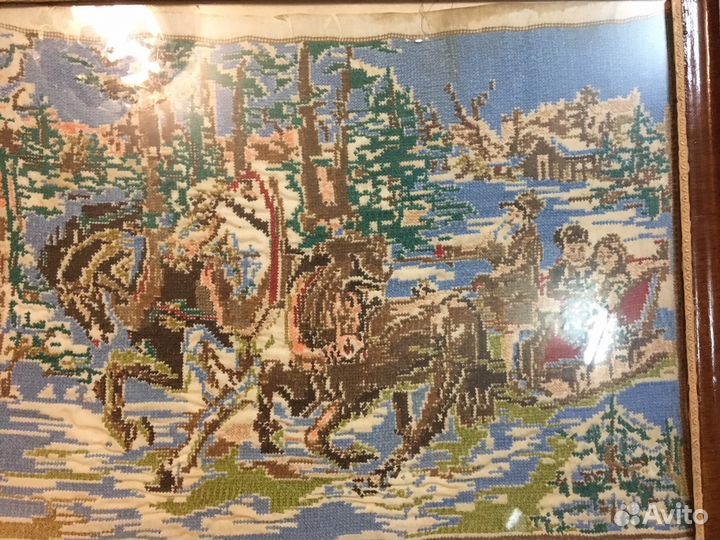 Картина вышивка крестиком в деревянной раме под ст