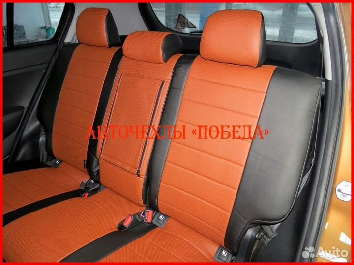 Чехлы Kia Sportage 4 из экокожи чёрно-коричневые