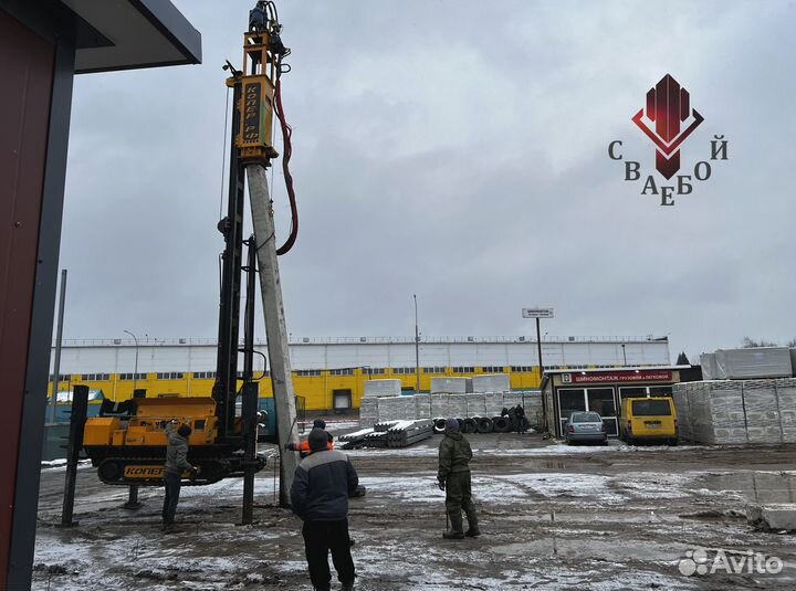 Забивка жб свай / Свайный фундамент