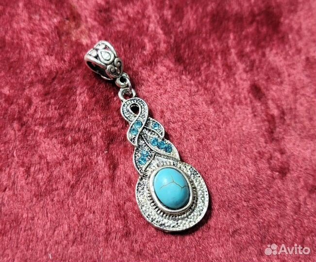 Набор Серьги + кулон подвеска Голубые камни