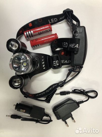 Налобный фонарь С 3-мя излучателями